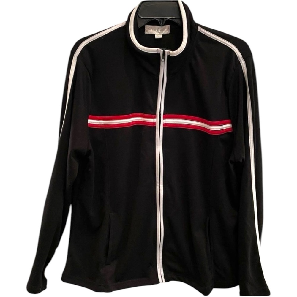 GREAT CAVALIER SIZE LARGE BLACK ATHLETIC STYLE ZIP FRONT JACKET